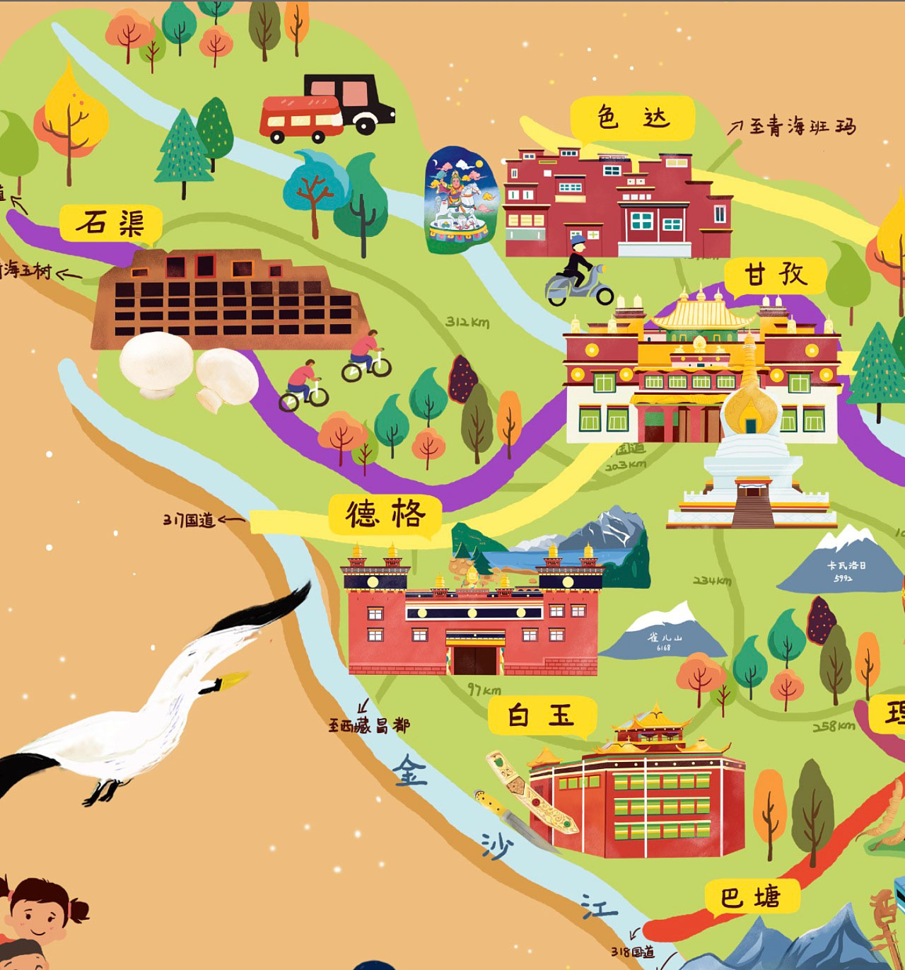 朗县手绘地图景区的文化宝库